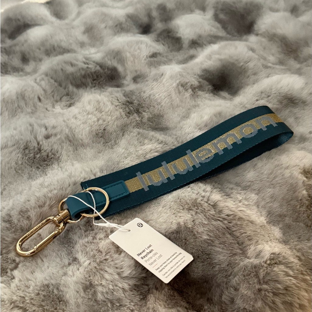 Lululemon Teal And Gold Logo Wrist Strap